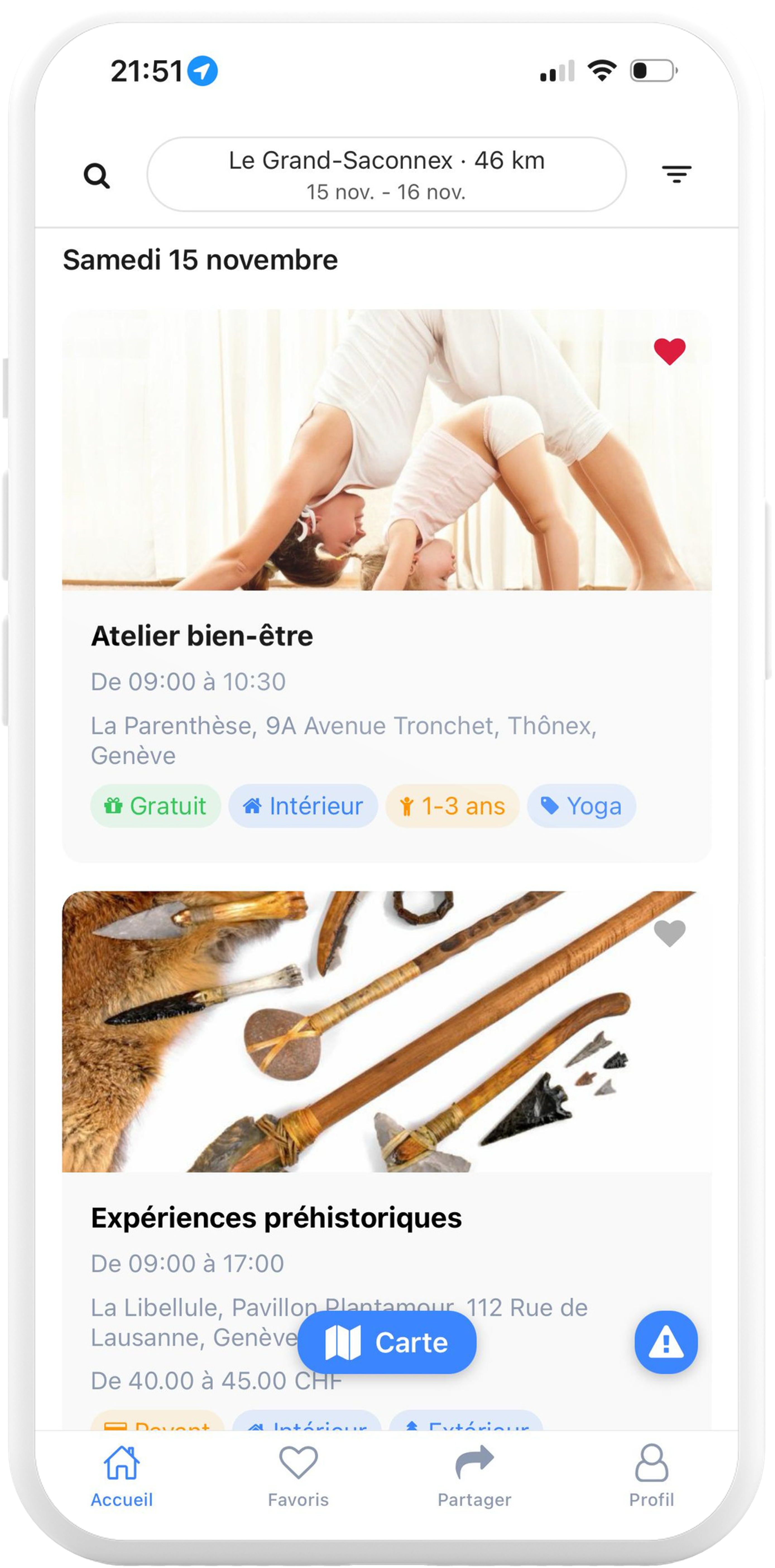 List activities nearby